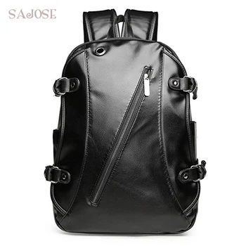

Men Backpack Fashion Laptop Computer Male High Quality PU Leather Backpacks Business College Shoulder Rucksack Black Bag