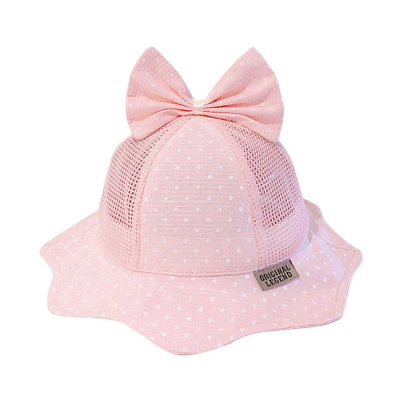 

Summer Baby Girls Toddler Dot Print Bucket Hats With Bowknot Design Caps Reversible Sun Headwear New Bucket Hats
