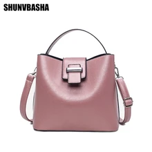 SHUNVBASHA 2017 Hombro de Las Mujeres Ocasionales Bolsas de Mensajero Bucket Bag Bolsos de Lujo de Cuero Suave Para Mujer Famosa Marca de Asas