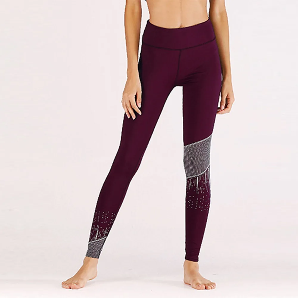 Summer hot new fashion fitness color printing nine points leggings breathable slim high waist casual women