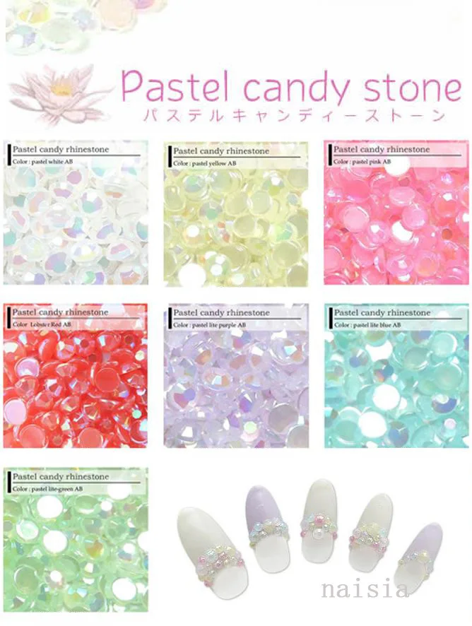 

500pcs 2mm Pastel Candy Rhinestone / Resin Rhinestone Acrylic UV Gel Nail Art