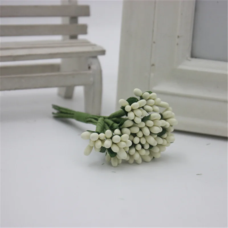 1 букет из 12 новых корейских Розовых Звезд шип цветок розетка Моделирование небольшой Ягодный букет свадебные украшения ручной работы материал - Цвет: Milk white