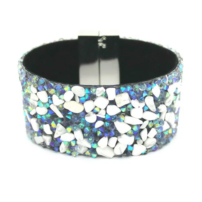XQNI брендовые высококачественные очаровательные браслеты для девочек ювелирные изделия Модные свадебные кожаные браслеты с камнем женские браслеты - Окраска металла: SLPG410