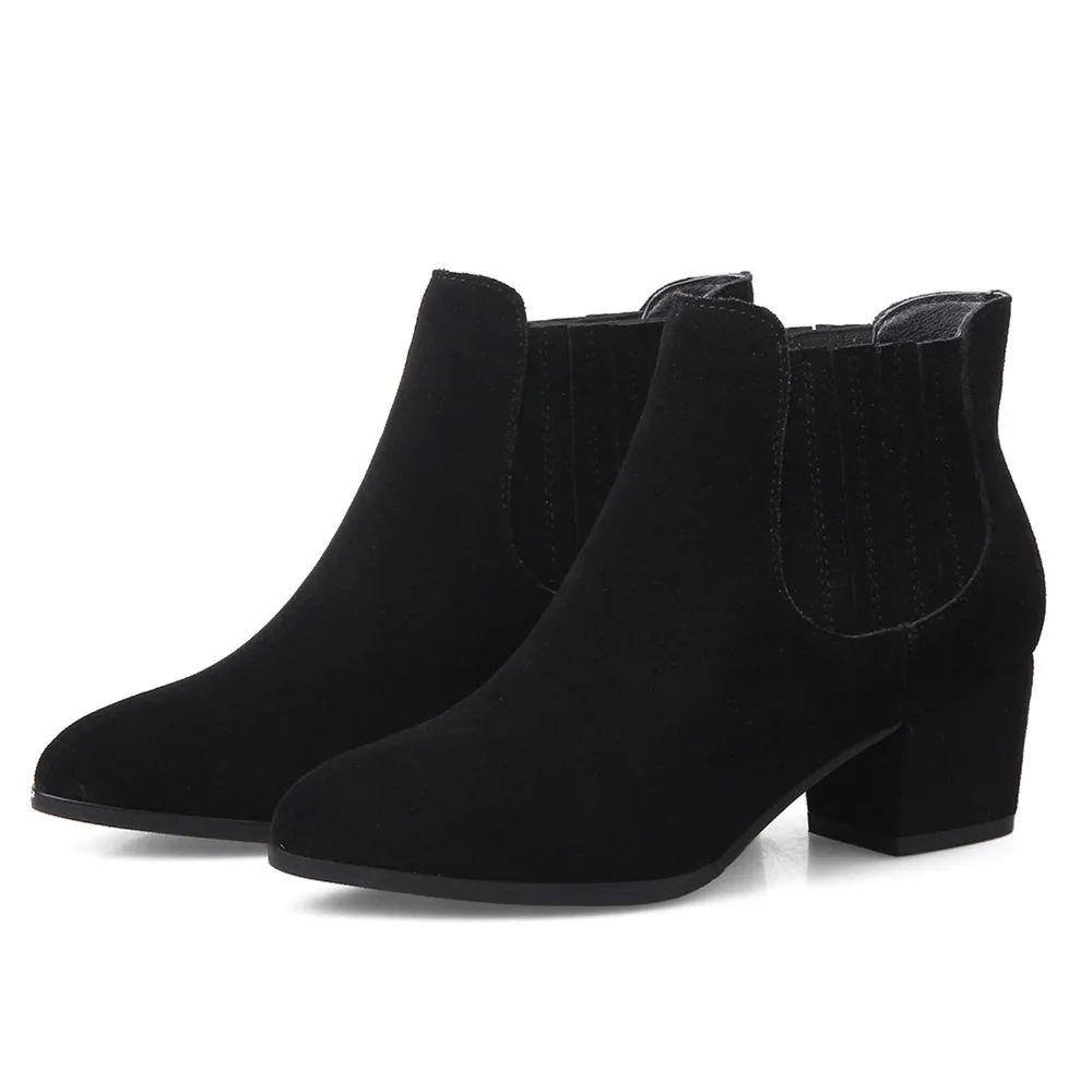 

ladies women  autumn  ankle boots point toe  sexy   fashion  pu leather  square high heels  woman dress shoes