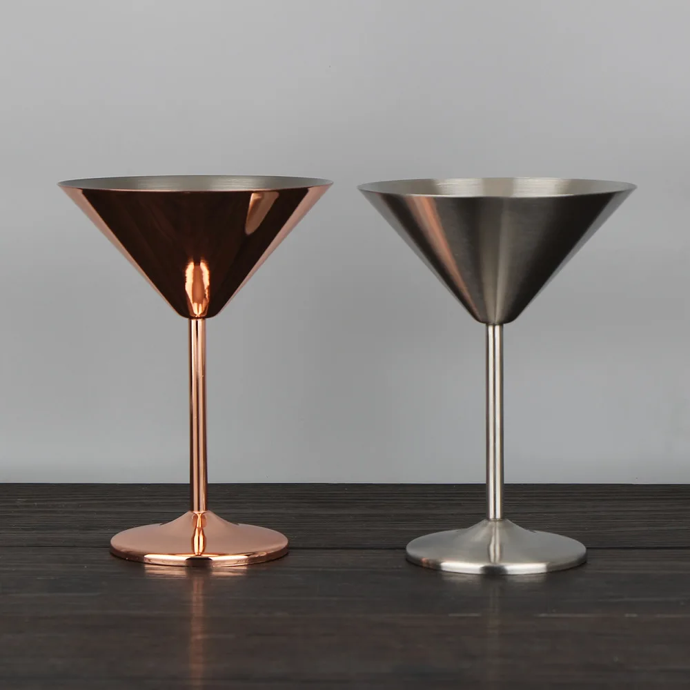 

230ML Stainless Steel Martini Glasses Cocktail Champagne Goblet Artisanal Barware Cups Mug