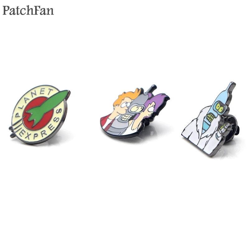 Patchfan Futurama Мультяшные цинковые эмалированные булавки трендовые медали insignia para рюкзак рубашка Броши Одежда Значки для мужчин и женщин A1502