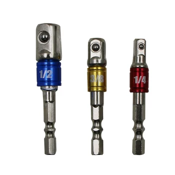 

3pc/set Socket Adapter Drill Bits Set Hex Shank 1/4" 3/8" 1/2" Sleeve Connecting Rod AD