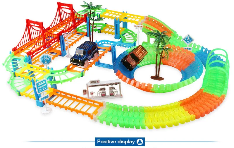 Подключение 2 типов железной дороги волшебный гоночный трек Игровой Набор DIY изгиб светящийся гоночный трек электронный флэш-светильник автомобиль игрушки для детей