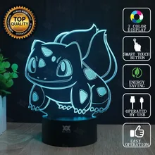 Bulbasaur 3D лампа Покемон го семь цветов Мультфильм светодиодный декоративный Настольный светильник USB необычный ночной Светильник детский подарок Хуэй Юань бренд