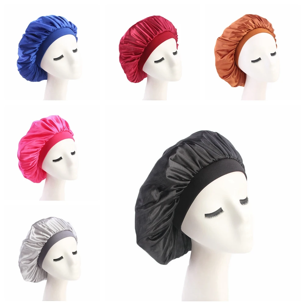 Женская шапочка для салона красоты широкая Атласная сна|Женские Skullies и шапочки| |