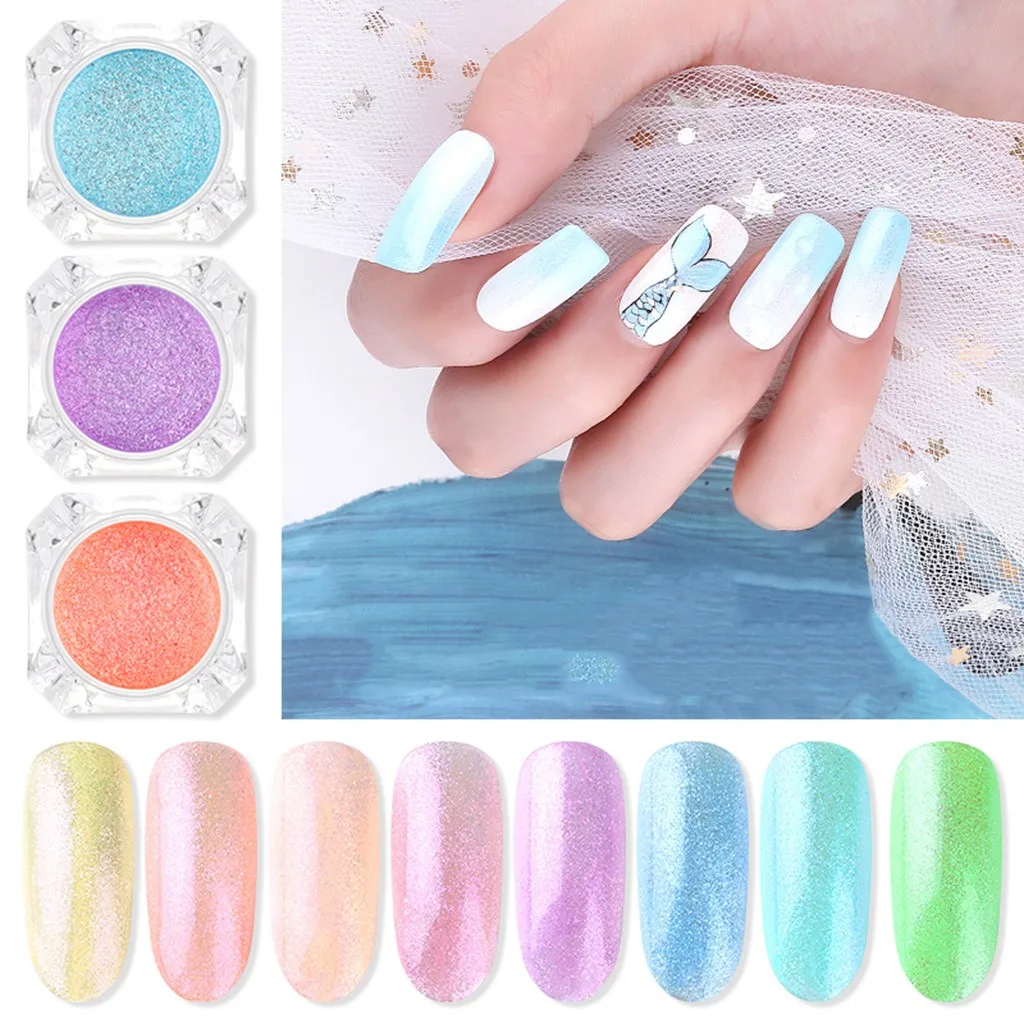 

12Color Nail Glitter Powder Fireworks Magic Mirror Nail Shine Powder+1 Sponge stick Professional 2019 Decoration Tools July
