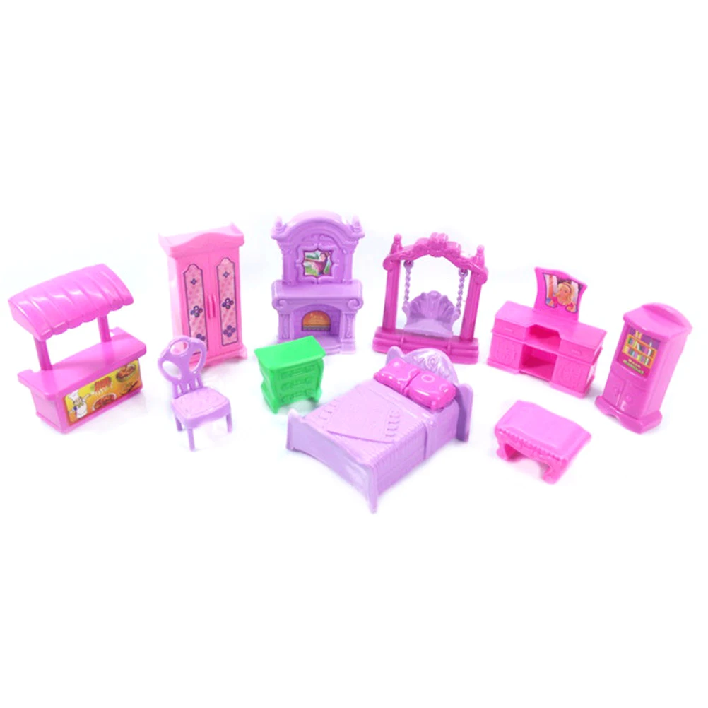 Миниатюрная мебель Номера для куклы 22 шт./компл. 3D Кукольный дом Комплект Детские KidsPretend игрушки для детей Рождественский подарок Пластик
