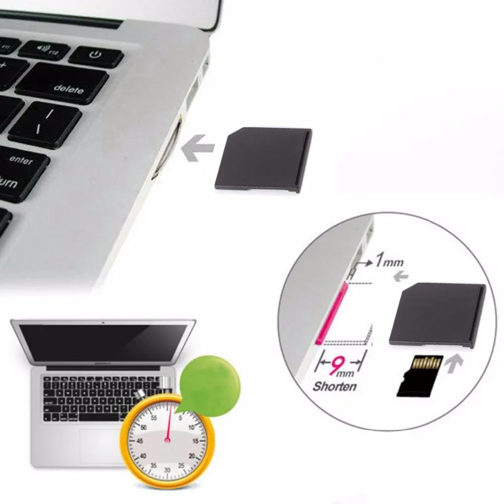 10 шт./лот CY 5 шт. Micro SD TF к SD комплект приглашений мини-адаптер низкий профиль для дополнительного хранения Macbook Air/Pro/retina Черный