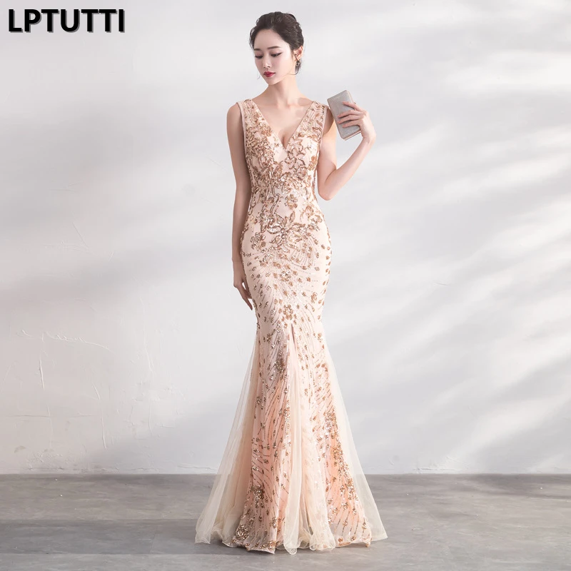 

LPTUTTI Sequin Gratuating Plus Size New For Women Elegant Date Ceremony Party Prom Gown Formal Gala Luxury Long Evening Dresses1