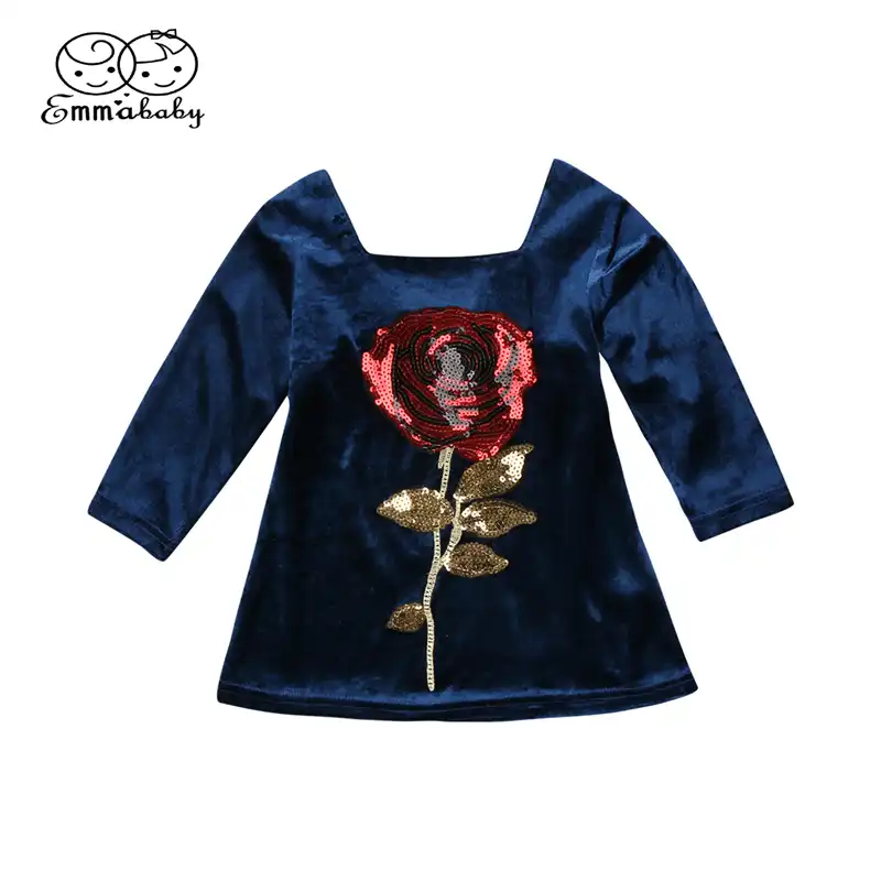 girls blue velvet dress