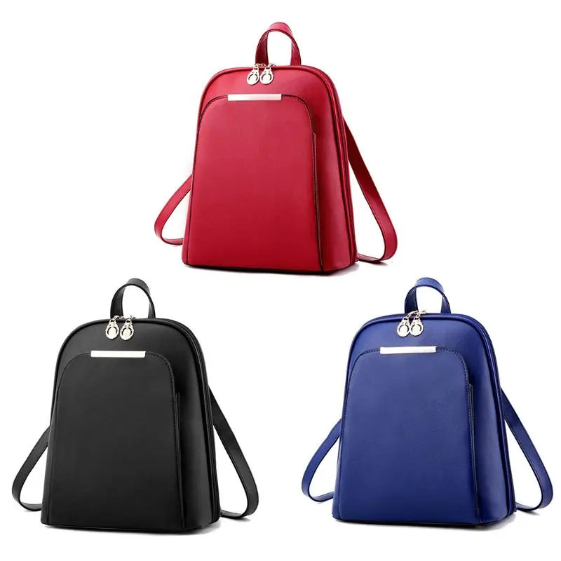 

2019 Women Backpack Fashion Shoulder Bag Rucksack PU Leather Travel Book Bags Students Solid Color Zipper Mini Backpacks