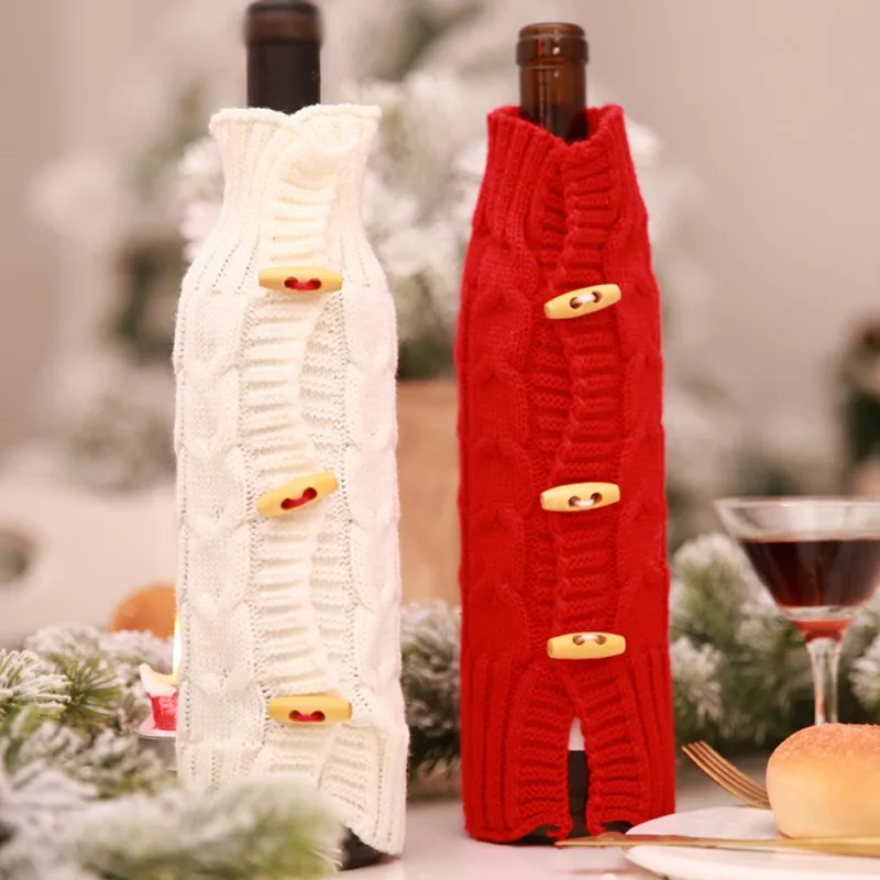 

Christmas Wine Bottle Red Sweater Cloak Bottle Cover Ornaments Decor for Home Restaurant Christmas Party Festival Decor Supplies