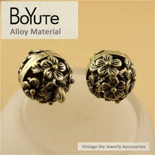 Boyute (10 peças/lote) 15mm bronze antigo chapeado flor de metal oco bola encantos diy jóias acessórios descobertas