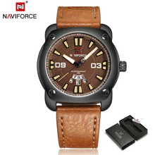 NAVIFORCE Brand Men s Fashion Casual Sport Watches Men Waterproof Leather Quartz Wristwatch Man Dress Clock