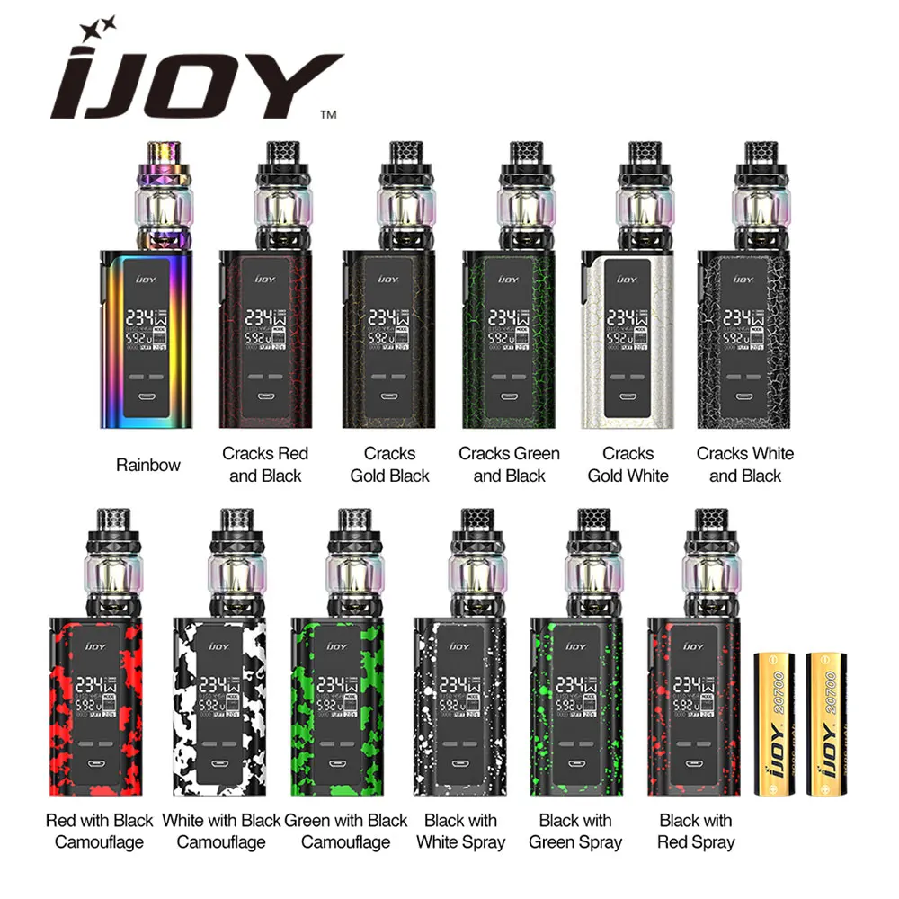 

New IJOY Captain PD270 Kit 234W Captain Mod with Diamond Tank 5.5ml/4ml/2ml with DM/Mesh Coil &Dual 20700 Battery E-cig Vape Kit