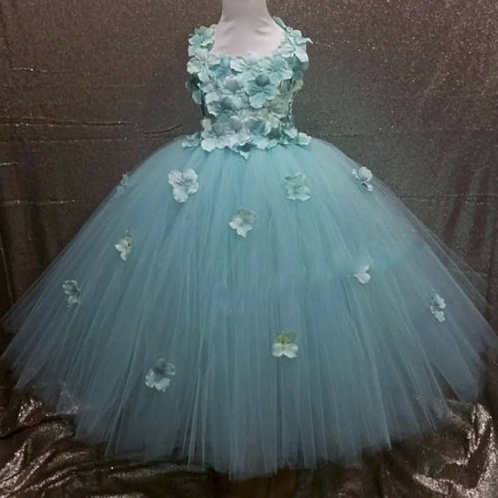 Hydrangea Flower Tutu Dress for Girls Elegant Baby Girl Dress Flowers Girls Ankle Length Wedding Birthday Party Dress Ball Gown (6)