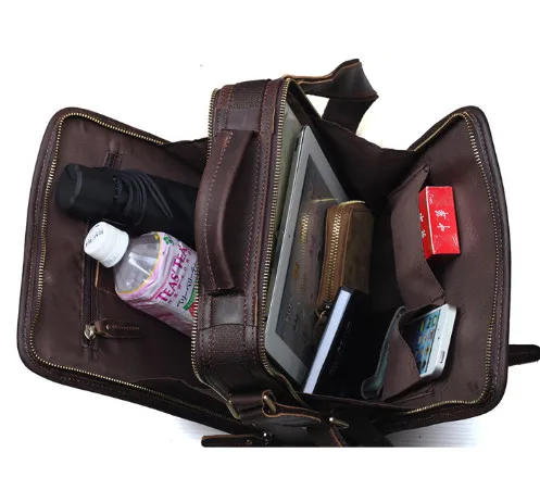 Vertical Real Genuine Leather Bags Tote Organizer Bag For Men Crazy Horse Leather Cross Body Messenger Bag Vintage Wild Style