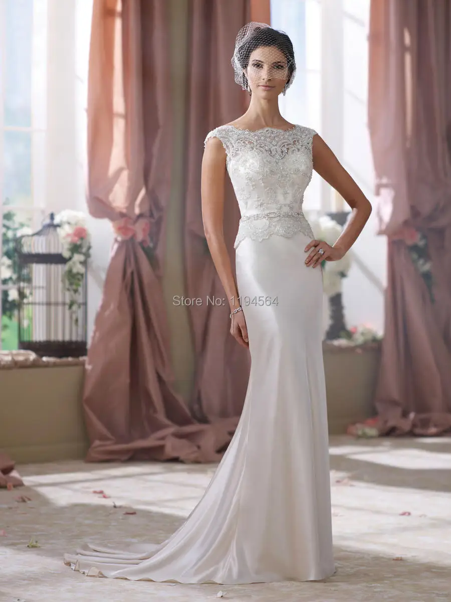 2014 Romantic Wedding Dresses Corset Lace Bridal Gown A Line