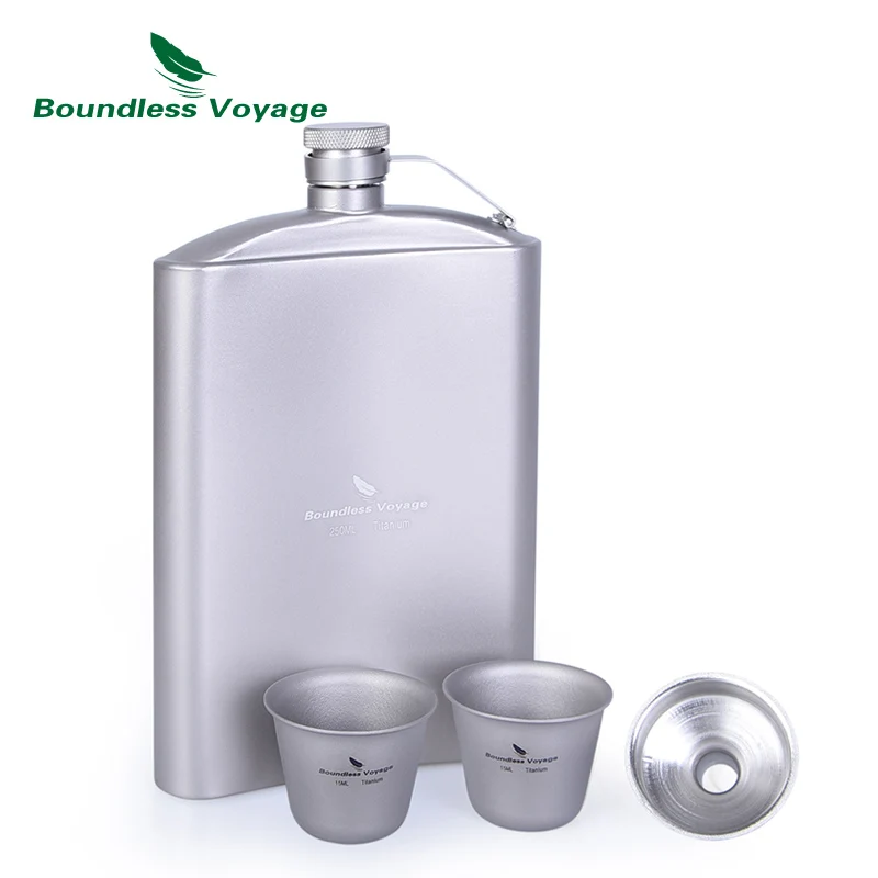 Sin límites viaje cadera de titanio frasco de vidrio con embudo Camping Picnic bolsillo whisky vino taza de té taza de amor 8,5 oz/250 ml