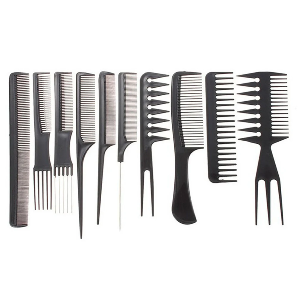 

10pcs/lot Salon Barber Comb Professional Hair Combs Kits Brushes Anti-static Hairbrush Hair Care Styling Tools Sets RB21