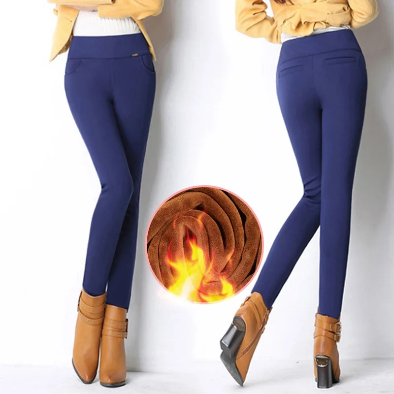 

Fashion 2019 New women office work pants High stretch cotton ladies pencil pants black blue red female High Waist trousers SC176
