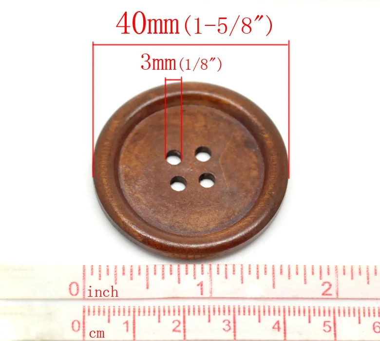 30 шт. 4 отверстия 40 мм большие деревянные пуговицы коричневые швейные пуговицы для свитера пальто Одежда Ремесло и скрапбукинг