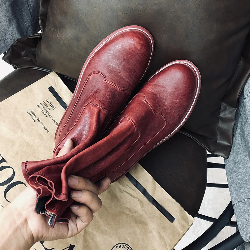 Ceny Prawdziwej skóry krótkie buty zimowe damskie buty ręcznie szycia miękka podeszwa leniwy buty płaskie buty, czerwony, beżowy, czarny rozmiar 33 42