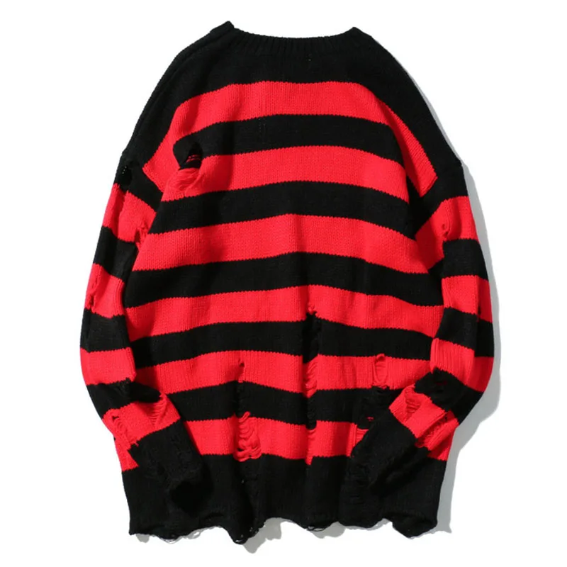 Aolamegs Male Sweatshirt Striped Holes Sweatshirts Pullover Fashion Full Sleeve High Street Streetwear Casual Autumn 2017 Brand (5)