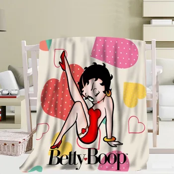 

Custom Betty Boop Travel Blanket Home TV Casual Relax for Family Soft Fluffy Warm Blanket