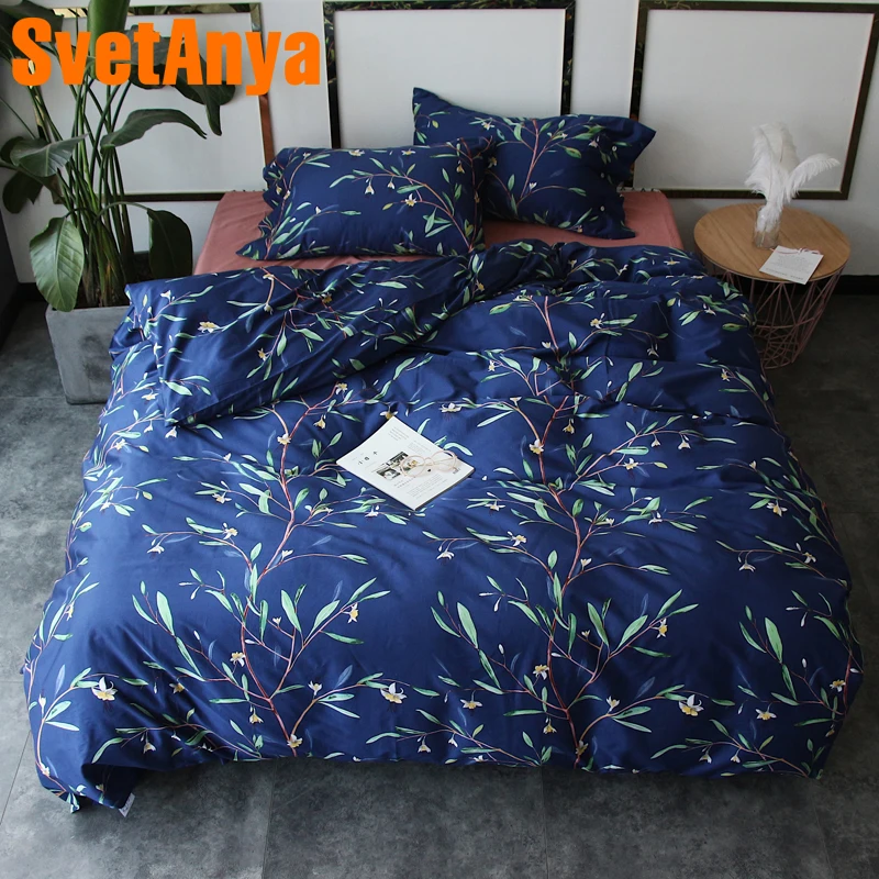 

Svetanya Branch Egyptian Cotton Bedding Sets Bedsheet Pillowcases Duvet cover set Twin Queen King Double Size Bedclothes Blue