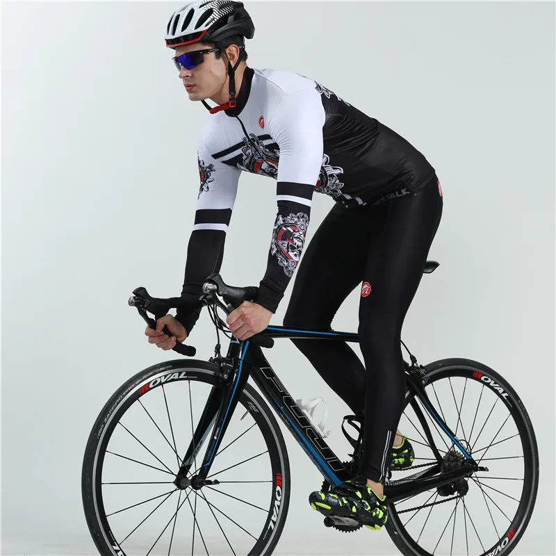 Winter sports cycling jersey set Classic ghost face bone fleece warm bike clothes triathlon suit bicycle swimwear roupa ciclismo