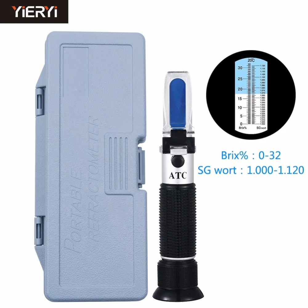 

yieryi New Hand Held 0~32% Brix 1.000-1.120 Beer Wort SG Specific Gravity Refractometer With The Retail Box