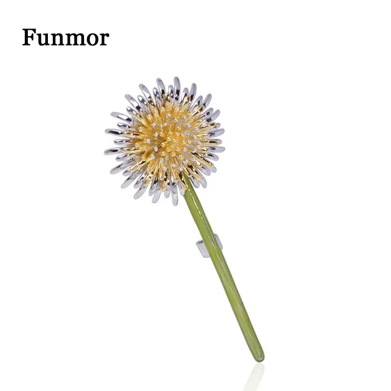 Мужская и женская Медная брошь Funmor в форме одуванчика с эмалью аксессуар для
