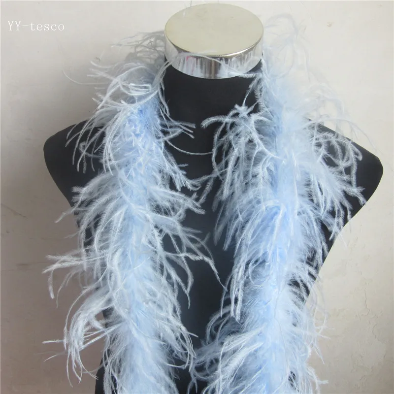 Beautiful 10 m 5 strip natural Ostrich Feathers Boa Quality fluffy Costumes / Trim for Party / Costume / Shawl / Available - Color: Light blue