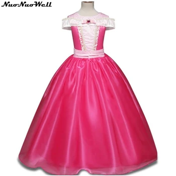 

Girl Grimm's Fairy Tales Sleeping Beauty Princess Dress Up Children Costumes Party Pink Long Dress XS-XL Luxury Set