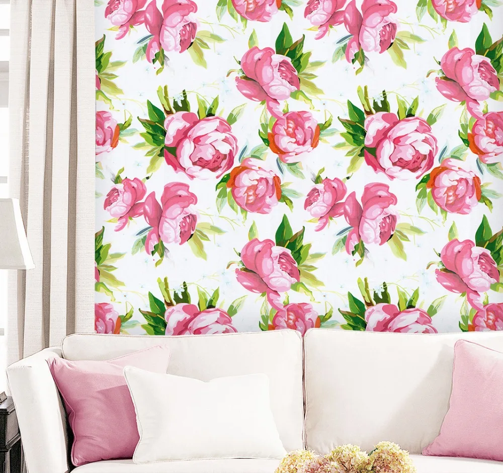 us 29 9 haokhome 3d floral wallpaper self adhesive white pink contact paper for kids room home bedroom living room wall decoration in wallpapers flower contact paper