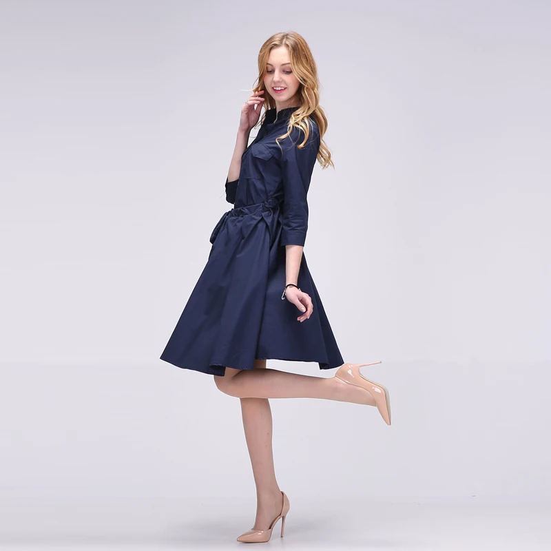 2017-Summer-Dress-Front-Belt-Casual-Turn-down-Collar-Office-Dresses-Women-White-Solid-Sexy-Cotton (1)