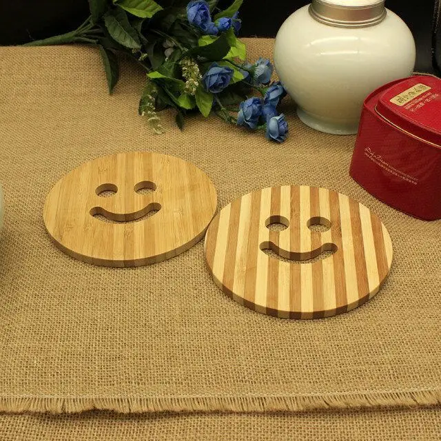 10pcs/set Wooden Dining Table Mat Insulation Pads Round Placemats Glass