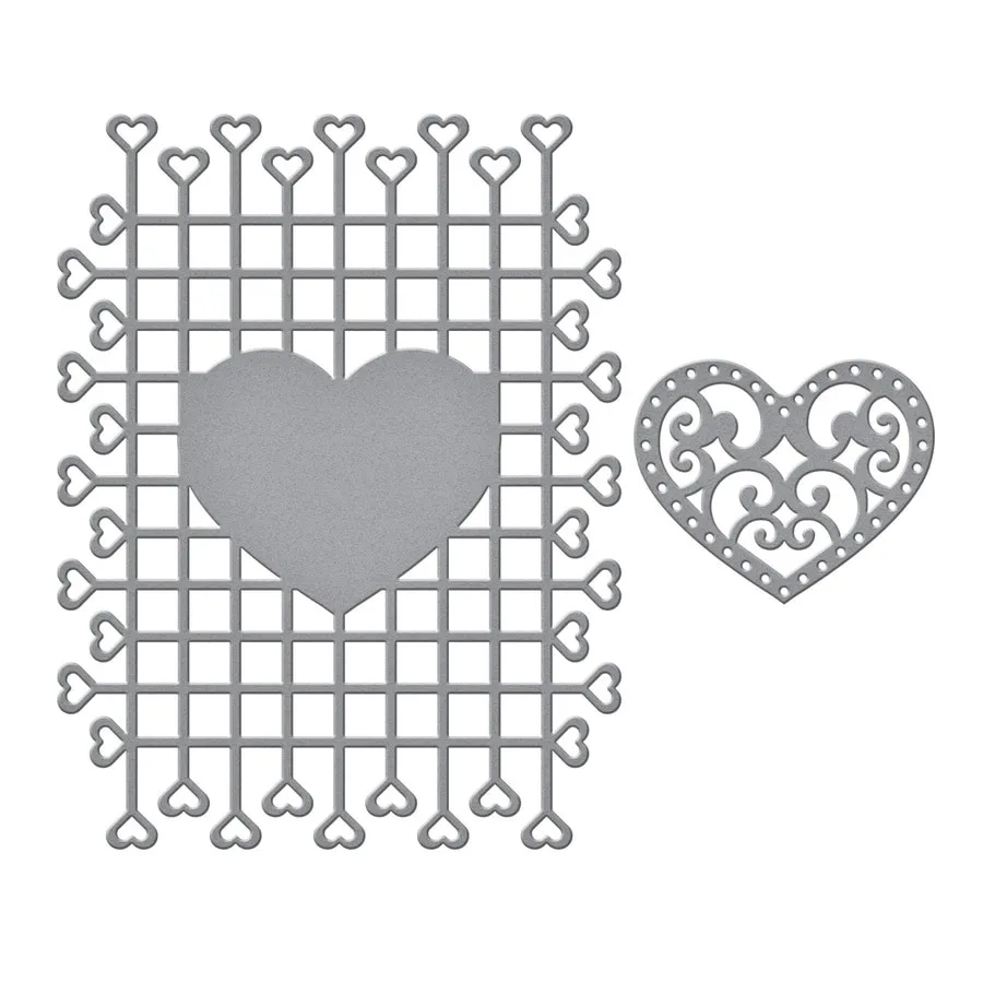 Heart grid backdrop DIY Metal Cutting Dies Scrapbooking Album Photo Embossing Crafts Paper Cards En - 32988690940