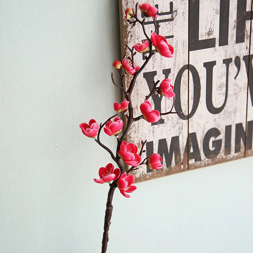 1Pc Real Touch Artificial Plum Blossoms Flower Fake Silk Bouquet for Wedding Home Decoration Desk Tabletop Ornament