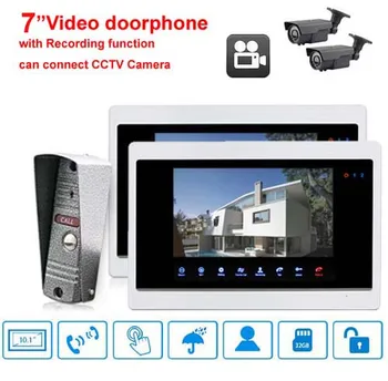 

XinSiL New Intercom System 7"Luxury Video Door Phone Touch-Key Monitor w/t SD Card Slot,Can Connect 2-Way CCTV Camera/Alarm 1V2