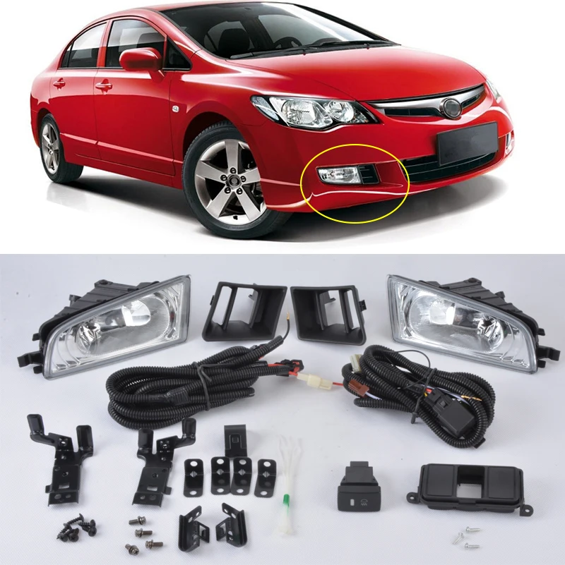 

CAPQX 2PCS front bumper lamp fog light kit set with wire 33950-TX3-H01 For CIVIC FD2 FD1 2006-2011 CIIMO 2012 2013 2014 2015