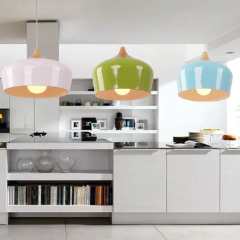 

Modern hanglamp Kitchen Light Wood Pendant Lighting Multi Color Optionally 300mm / 350mm Luminaire Pendant Lamp