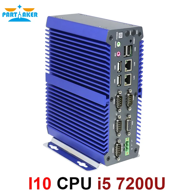 Безвентиляторный промышленный компьютер parcing DDR4 мини ПК с Intel Core i5 7200u 4 * COM 2 LAN USB3.0