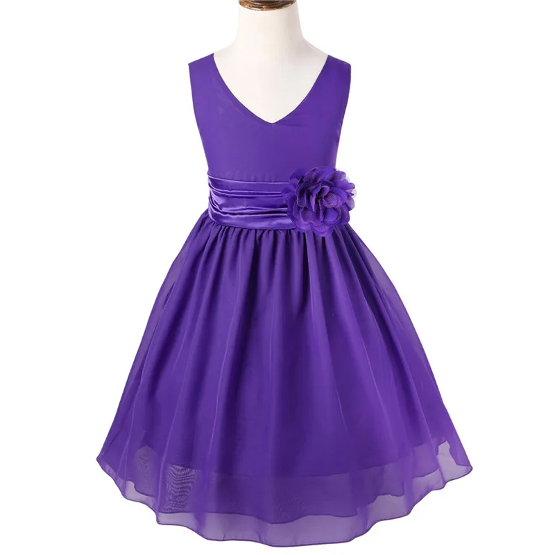 Детское бальное платье для девочек, шифоновое платье с v-образным вырезом для выпускного бала, Vestidos, платье с цветочным узором для девочек, Летнее нарядное платье для девочек на свадьбу, повседневное торжественное платье
